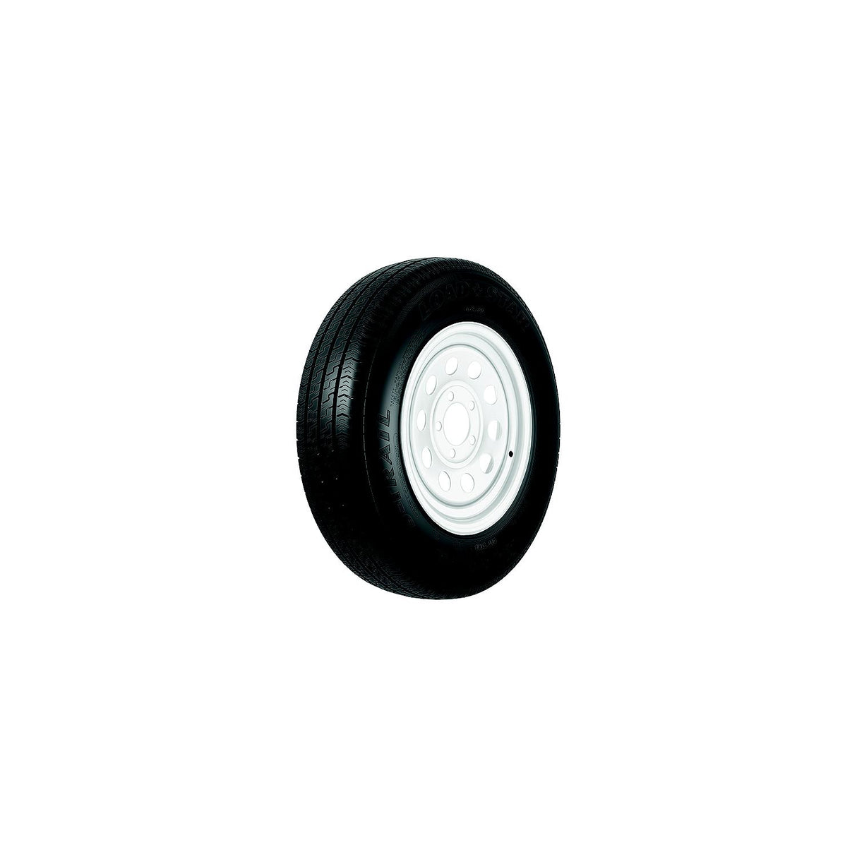 Loadstar Tires Loadstar Bias Tire and Wheel (Rim) Assembly KR25 ST145/R-12 5-Hole 8 Ply, White, Modular - 31212