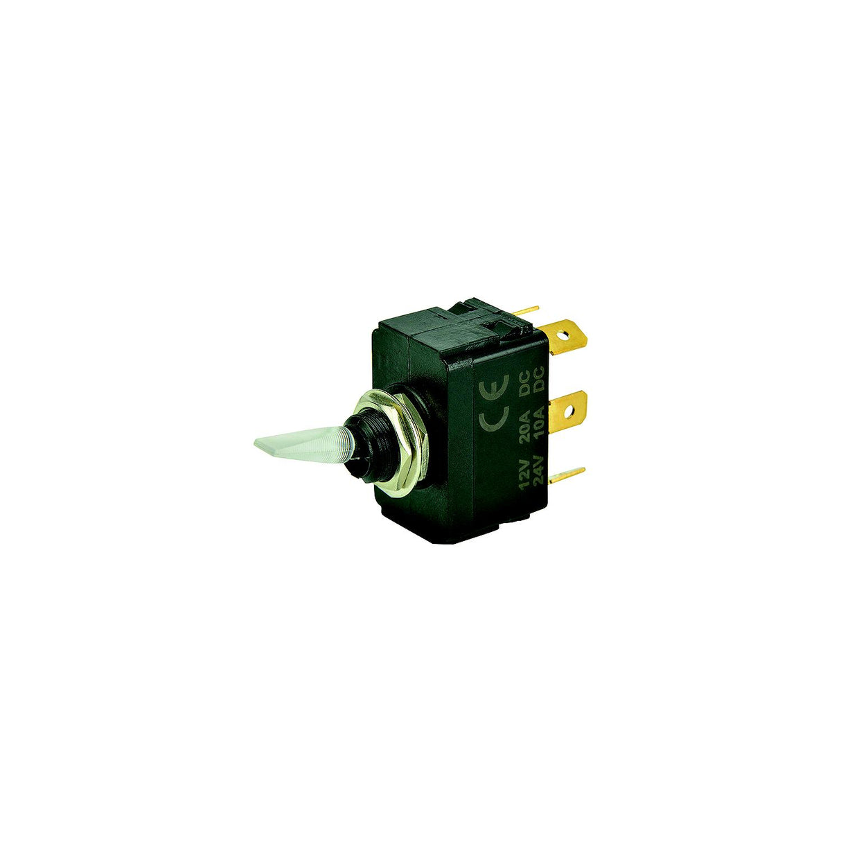 BEP 1001907 Illuminated Toggle Switch, On-Off-On, SPDT, 1/4" Blade Terminals, Illuminated Red - 1001907