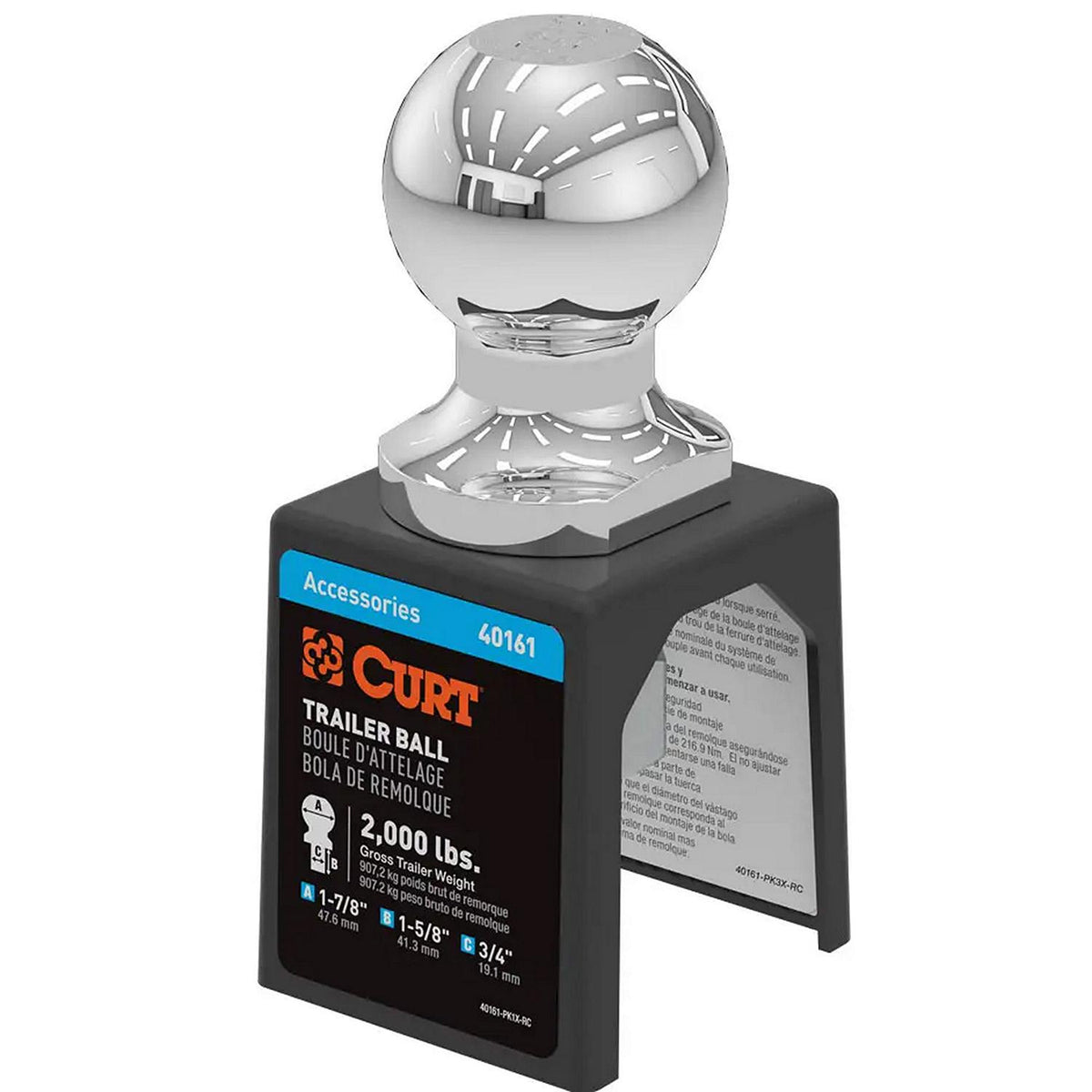 Curt Manufacturing Curt 40161 Trailer Ball 1-7/8", 2,000 lbs., Chrome, Packaged - image 4