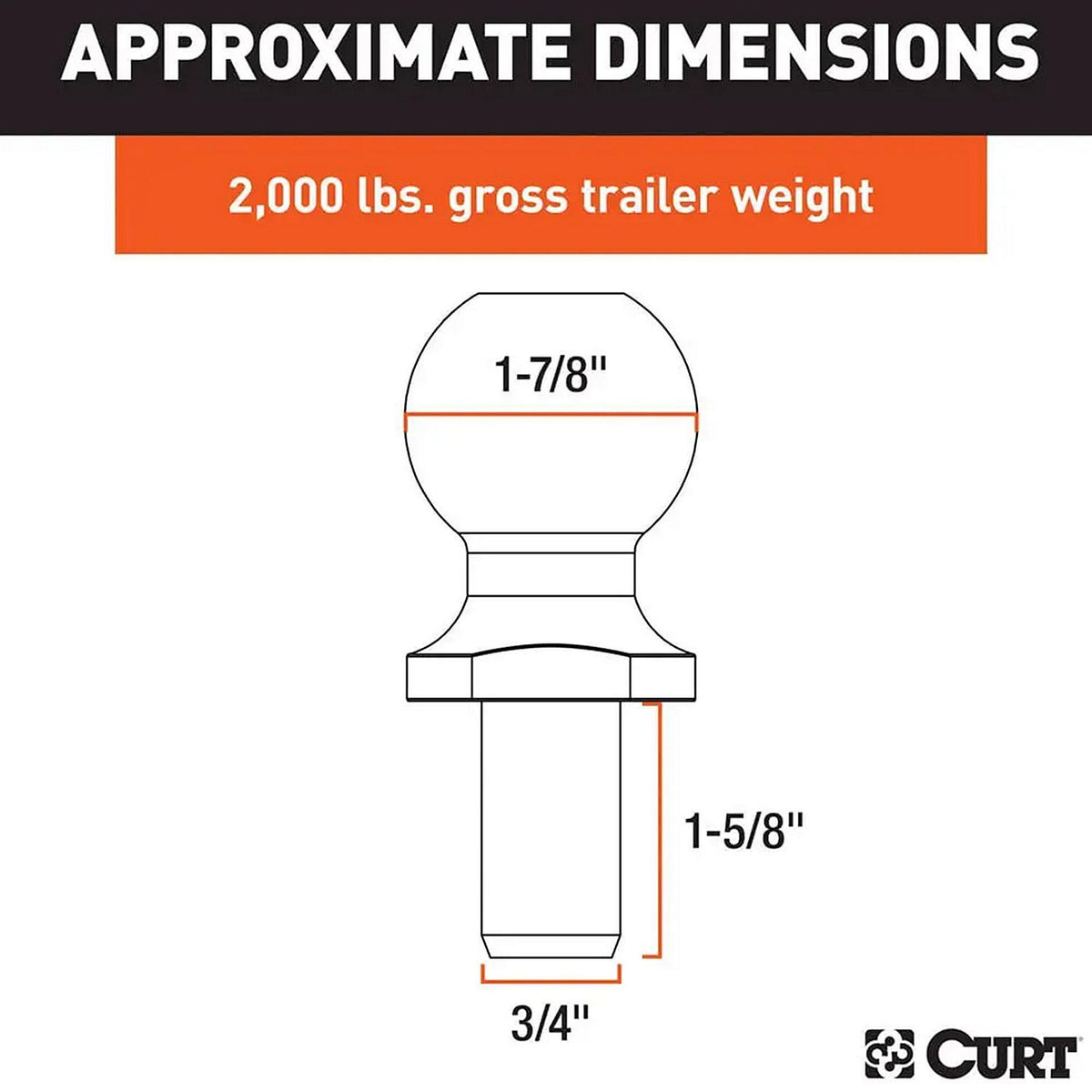 Curt Manufacturing Curt 40161 Trailer Ball 1-7/8", 2,000 lbs., Chrome, Packaged - image 3