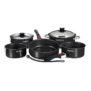 Magma Nestable 10 Piece Induction Non-Stick Enamel Finish Cookware Set - Jet Black - A10-366-JB-2-IN