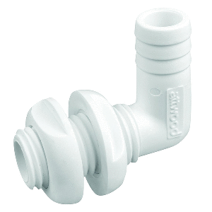 Attwood Marine Attwood White Plastic 90 Degree Thru-Hull Connector - 3/4" Inner Diameter - 3877-3