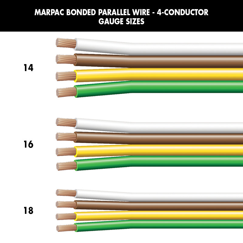 Marpac Bonded Parallel Wire -4-Conductor (16 Gauge, White/Brown/Yellow/Green, 100’ L) - 7-4398 - image 1
