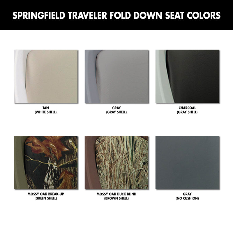 Springfield Marine Traveler Standard Folding Seats - Brown Shell with Mossy Oak Duck Blind Cushion - 1061108-C - image 2