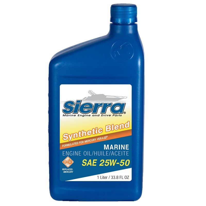Sierra 25W50 FCW 4-Cycle Outboard Synthetic Blend Oil, 1L - 18-9552-8
