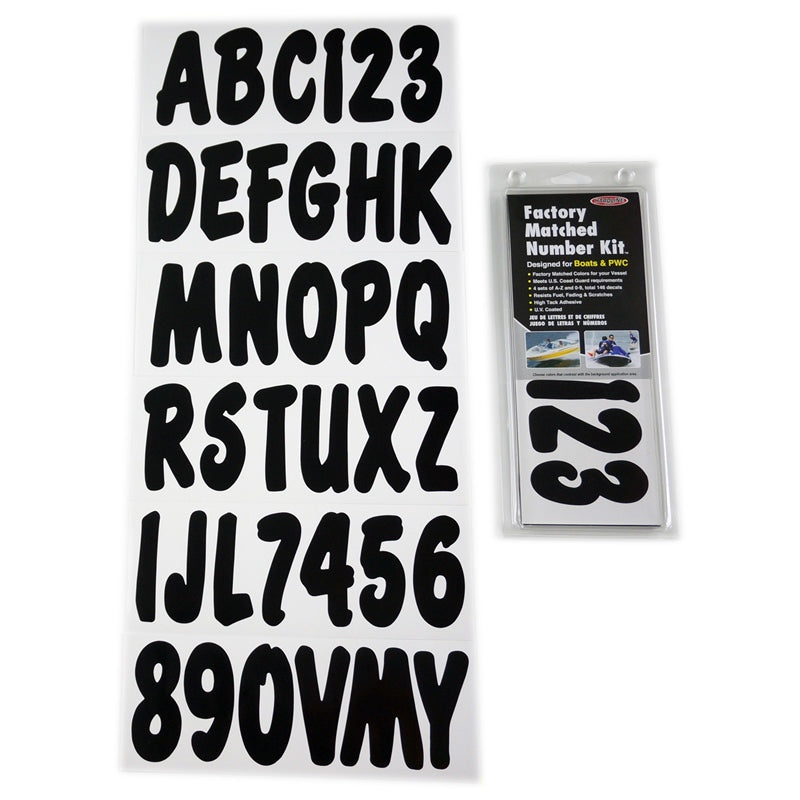 Hardline Products BLK200EC Letter Kit Black Marine Boat
