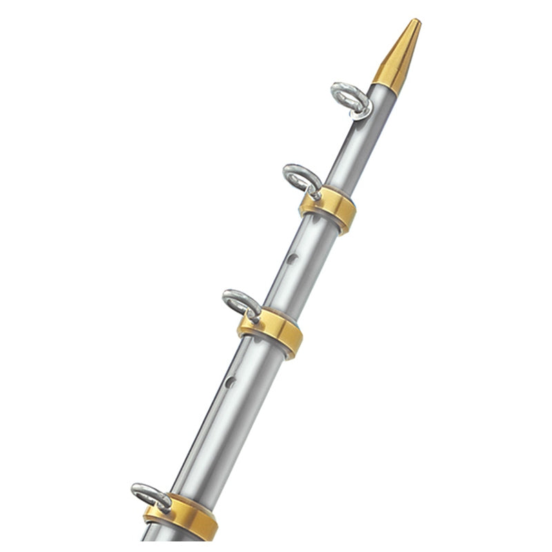 TACO Marine OT-0551VEL186 Heavy Duty Outrigger Pole PR 1-1/2"x18' Slv/Gold