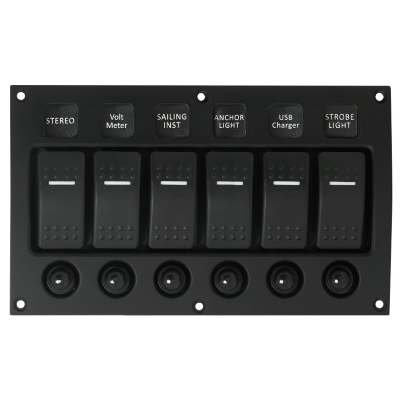 Marpac 7-1251 Switch Panel Ilum/Rocker 6G With Breaker Marine Boat