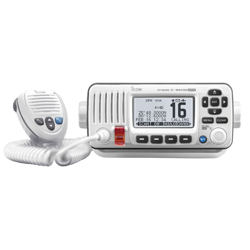 ICOM M424GWHITE VHF Fxd Mount With GPS White Marine Boat