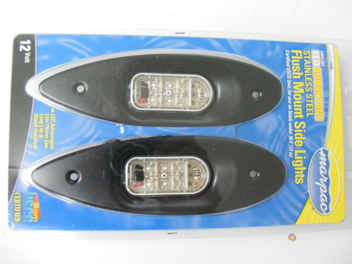 Marpac LT051350 LED Light Navigation RED-GREEN Flush Mount Side Boat BLACK Mate