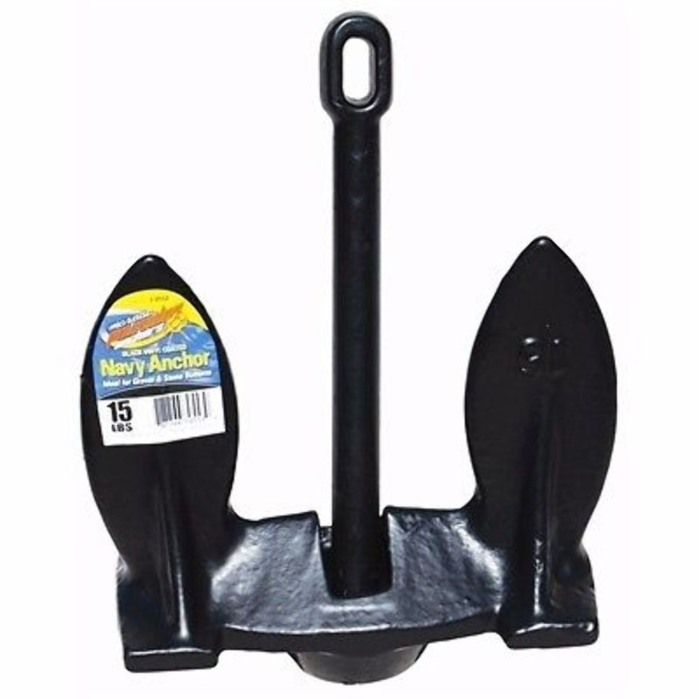Poseidon Black Vinyl Coated Navy Anchor 15 lbs Marpac 7-0553 Boat