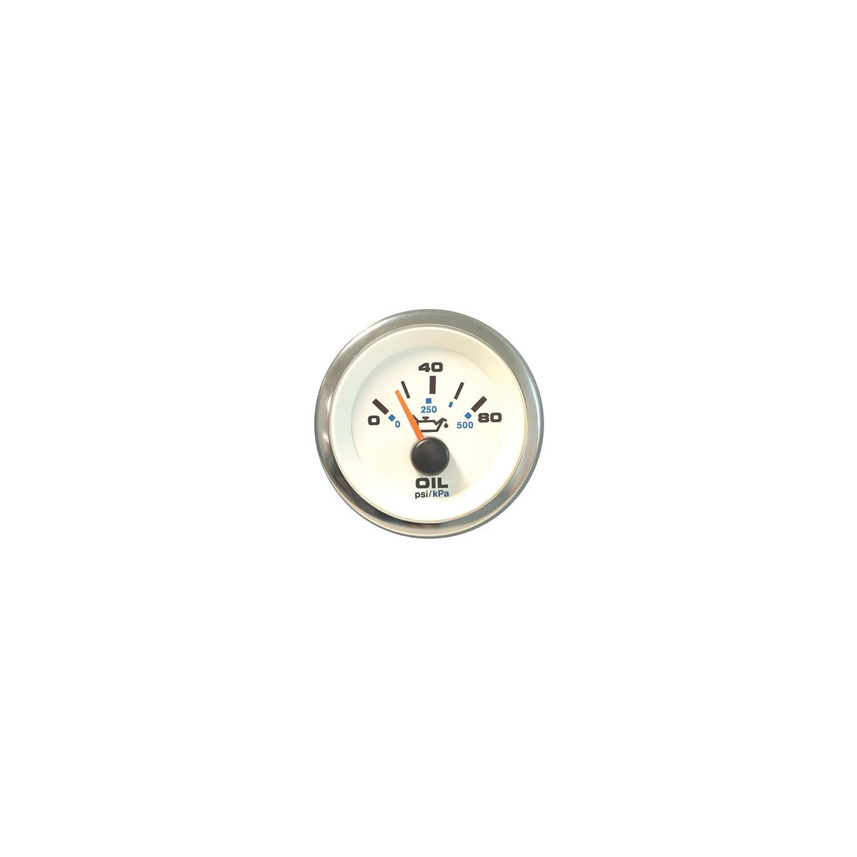 Sierra 62542P White Premier Pro Series 2" Stainless Steel 0-80 PSI Dial Range Oil Pressure Gauge & Requires "C" Sender Code - 62542P