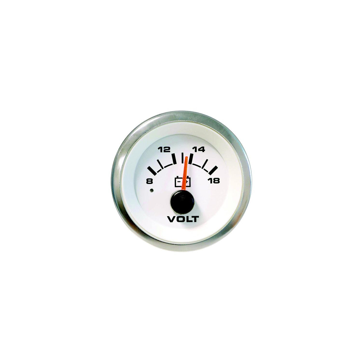 Sierra 62555P White Premier Pro Series 2" Stainless Steel 12V 8-18 VDC Dial Range Voltmeter Gauge - 62555P