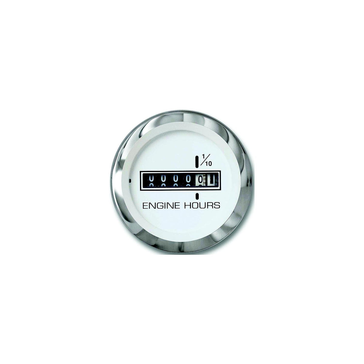 Sierra 65497P Lido Series 2" White & Stainless Steel 10,000 Hour Dial Range Hourmeter Gauge - 65497P