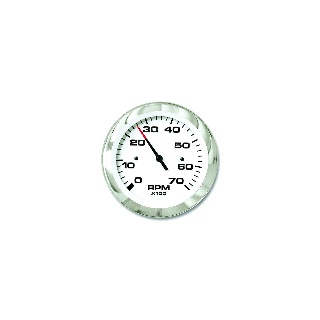 Sierra 65693P Lido Series 3" White & Stainless Steel Electric Outboard & 4 Stroke Gas Engine 0-7,000 RPM Dial Range Tachometer Gauge with Outboard Alternator or Coil Sender Code - 65693P