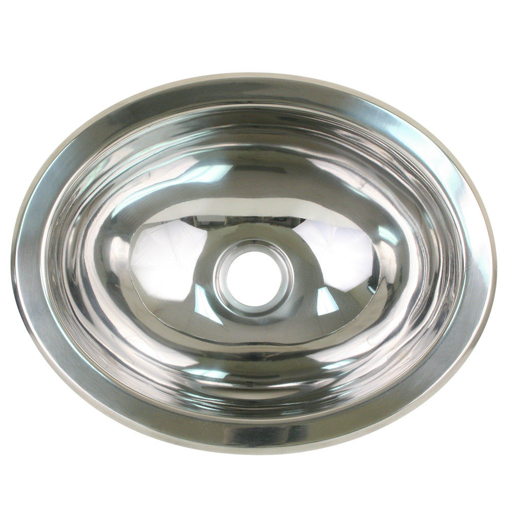 Fregadero ovalado Scandvik de acero inoxidable pulido - 13.25" x 10.5" [10280]