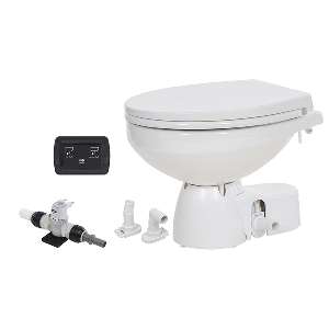 Jabsco Quiet Flush E2 Fresh Water Toilet Regular Bowl - 24V &ndash; Soft Close Lid - 38045-4194RSP
