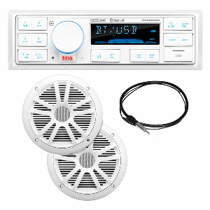 Boss Audio MCK500WB.6 Kit w/MR500UAB, 2 MR6W Speakers, MRANT10 Antenna, &amp; White Remote