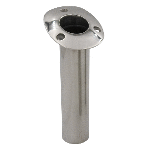 C.E. Smith 70 Series Standard Flush Mount Rod Holder - 15 Degree - Stainless Steel - Gimbal Bar Bottom - Black Liner - 536710
