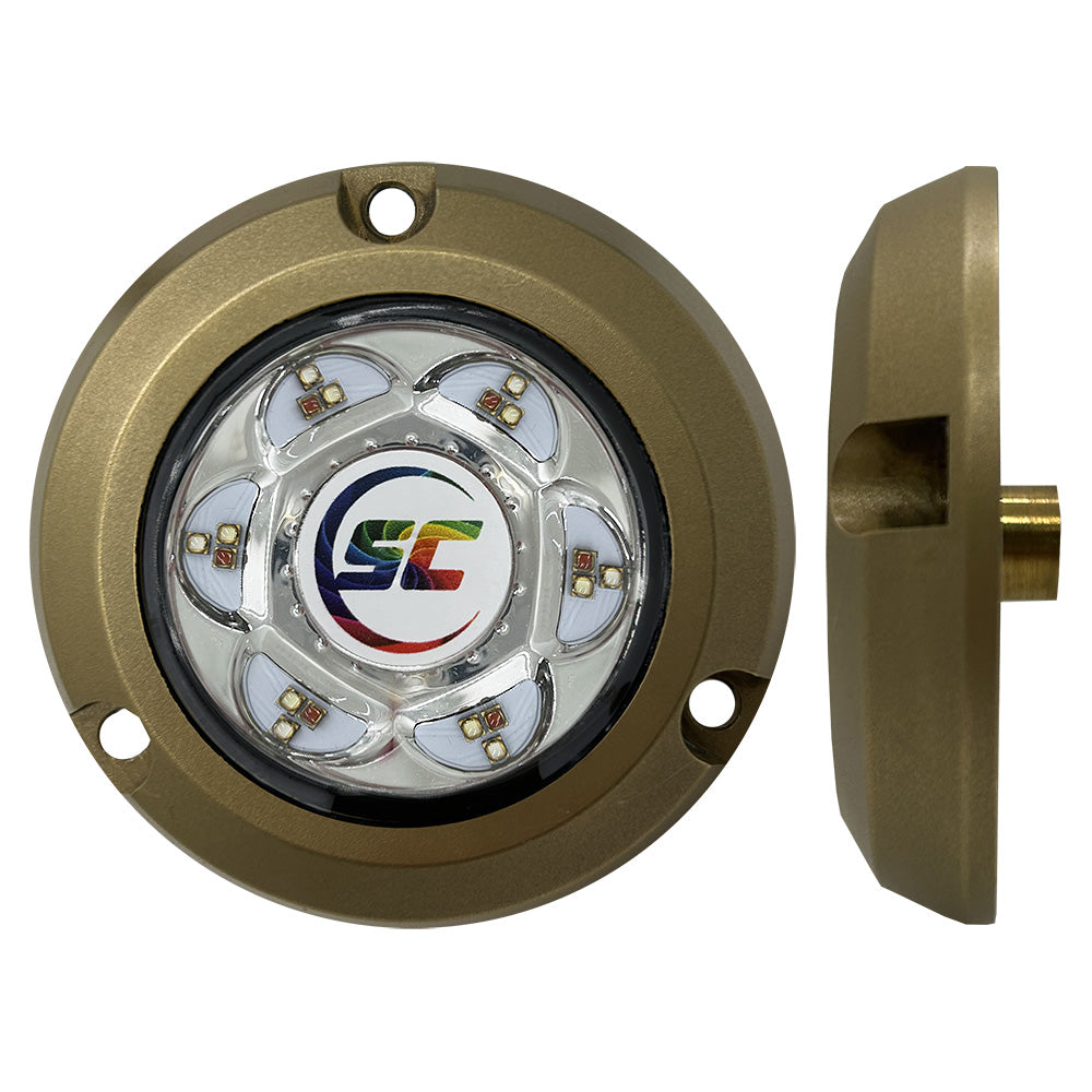 Luz subacuática de montaje en superficie de bronce serie Shadow-Caster SC2 - A todo color [SC2-CC-BZSM]