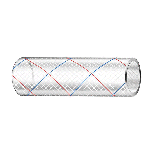Trident Marine 3/8" x 50' Clear Reinforced PVC Hose Tubing Red &amp; Blue Tracer - 162-0386