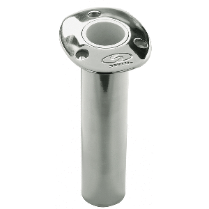 C.E. Smith Flush Mount Rod Holder - 0 Degree &amp; 9" Depth - Stainless Steel - Cast Bottom - White Vinyl Liner - 53670CA