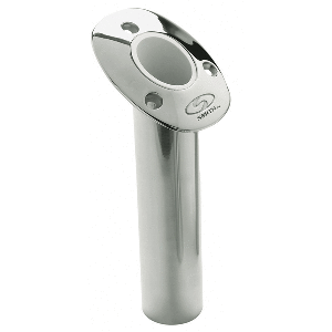 C.E. Smith Flush Mount Rod Holder - 30 Degree &amp; 9" Depth - Stainless Steel - Cast Bottom - White Vinyl Liner - 53672CA