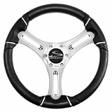 Schmitt Marine Torcello 14" Wheel - 04 Series - Polyurethane Wheel w/Chrome Trim &amp; Cap - Brushed Spokes - 3/4" Tapered Shaft - PU043144-12R