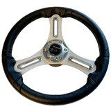 Schmitt Marine Torcello 14" Wheel - 03 Series - Polyurethane Wheel w/Chrome Trim &amp; Cap - Brushed Spokes - 3/4" Tapered Shaft - Retail Packaging - PU033104-12R