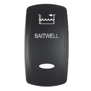 Pacer Actuator - 'BAITWELL' f/V Series Contura Switches - Black - Laser Etched (Top/Bottom Light) - EV2LE-BTWL