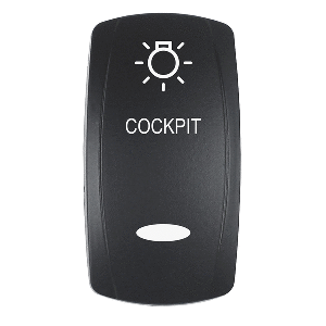Pacer Actuator - 'COCKPIT' f/V Series Contura Switches - Black - Laser Etched (Top/Bottom Light) - EV2LE-CKPT