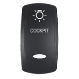 Pacer Actuator - 'COCKPIT' f/V Series Contura Switches - Black - Laser Etched (Top/Bottom Light) - EV2LE-CKPT