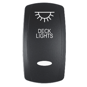 Pacer Actuator - 'DECK LIGHTS' f/V Series Contura Switches - Black - Laser Etched (Top/Bottom Light) - EV2LE-DECK