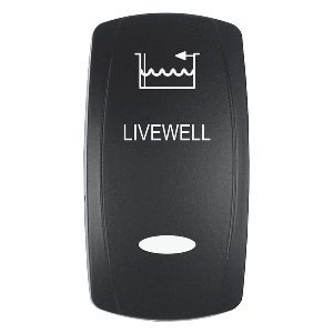 Pacer Actuator - 'LIVEWELL' f/V Series Contura Switches - Black - Laser Etched (Top/Bottom Light) - EV2LE-LVWL