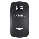 Pacer Actuator - 'LIVEWELL' f/V Series Contura Switches - Black - Laser Etched (Top/Bottom Light) - EV2LE-LVWL