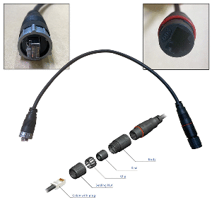Furuno RJ45 to HUB102 Cable 0.5M Waterproof RJ45 (M) to RJ45 Adapter - WRJ-ADP-05M