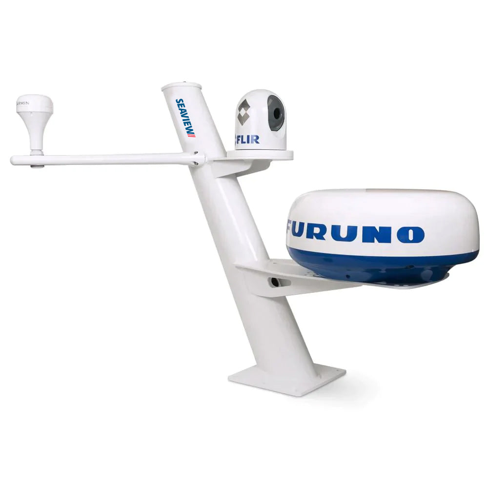 Seaview 30" Tapered Closed Dome Aft Leaning Radar Mount w/Camera/Searchlight Mount, Removable Spreaders  10x10 Base Plate [PMABC37SV2]