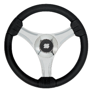Uflex USA Uflex - Tavolara - 13.8" Black Polyurethane Steering Wheel w/Silver Spokes &amp; X62 Hub - 65277N