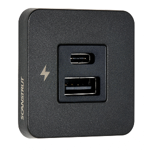 Scanstrut TILE USB-A/USB-C Interior Charging Socket - 12/24V - Black Bezel - SC-TILE-10