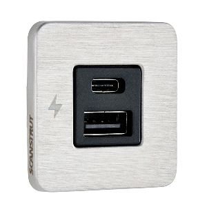Scanstrut TILE USB-A/USB-C Interior Charging Socket - 12/24V - Stainless Steel Bezel - SC-TILE-11
