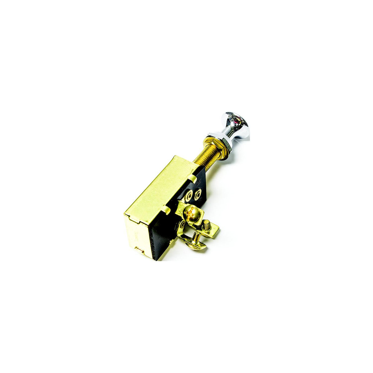 Sierra MP39640 On/Off/On SPDT 3 Screw Terminal Heavy Duty Push Pull Switch | Chrome & Brass Knob - MP39640