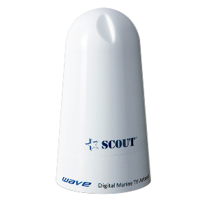 Scout Wave 4" White TV Antenna Omnidirectional 25dB Gain w/10M, 75 ohms, Cable - PF AN NTV002