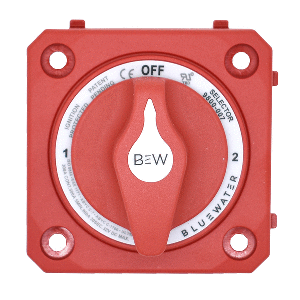 Bluewater Off/1/2/Both Battery Switch - Panel Mount - Red - 9800-007-10