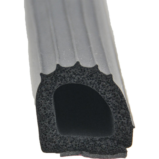 AP Products 01820610 Peel N Stick Seal, Ribbed Foam D Seal Black W/Hats Red Tape Boxed, 1" x1" x 10' - image 1
