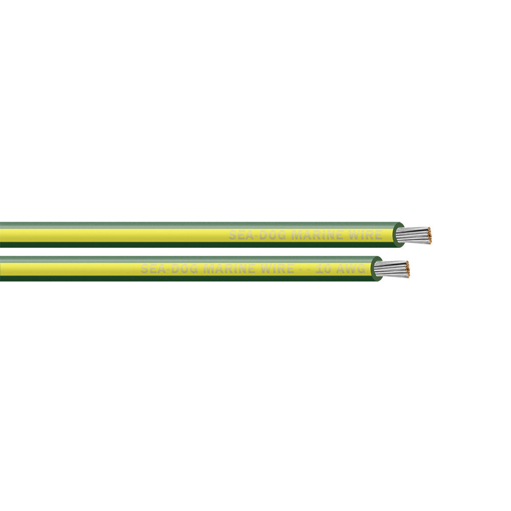 Sea-Dog 10 AWG Green/Yellow Stripe Primary Wire - 1000' [8010149]