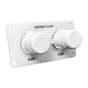Flushmaster Flush Port Reroute Dual Outlet - White Acrylic Plate - Horizontal - 1/2' Barb - SM-QCR2WH12