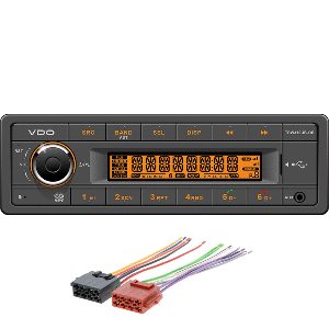 VDO 12V Radio w/FM RDS Tuner MP3/WMA/USB/Bluetooth - Orange Illumination - Includes Power Speaker Wire Harness - TRW312UB-ORK