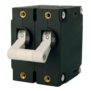 Egis Mobile Electric Egis A Series White Toggle Panel Mount Circuit Breaker - Dual Pole 50A - 3202-50