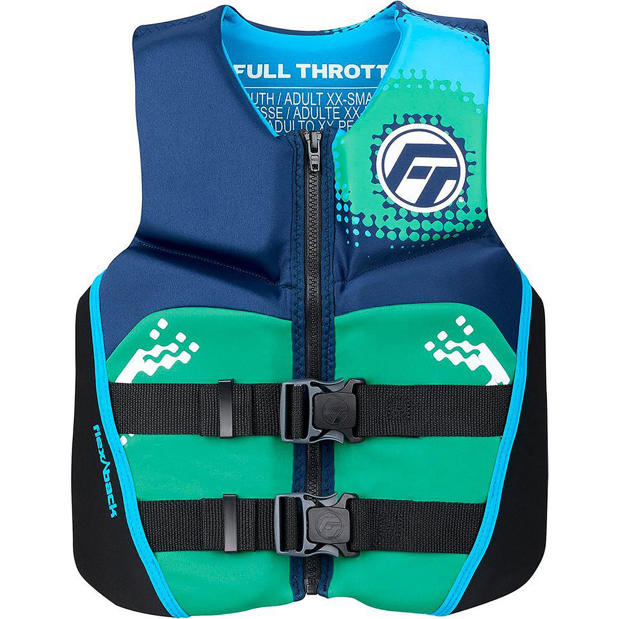 Full Throttle 14250050500926 Rapid Dry Flex Back Life Vest, Aqua, Youth, 77-125 lbs. - image 1
