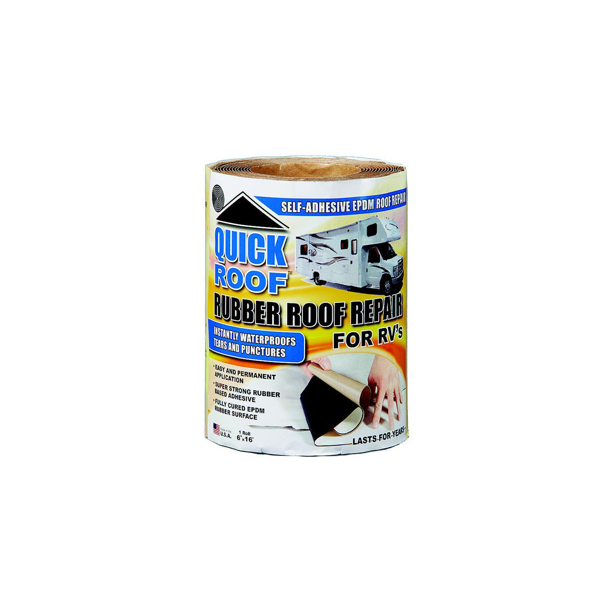 CoFair Products, Inc - Quick Roof RQR624 Instant Waterproofing For Rubber Roofs, Black Adhesive/White EPDM, 6" x 24" - image 2